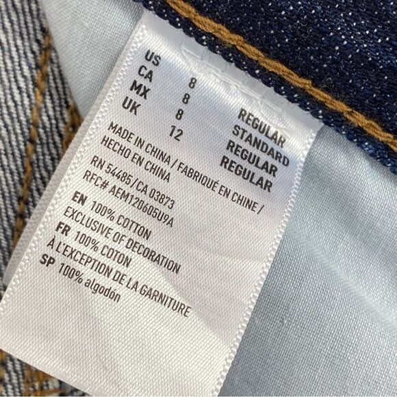 American Eagle Outfitters Vintage Hi Rise Button Fly Crop Jeans Blue 8 - Picture 10 of 13